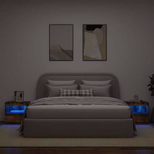 Noćni ormarići s LED svjetlima 2kom dimljeni hrast 50x40x45 cm - Dimljeni hrast 2 Cijena