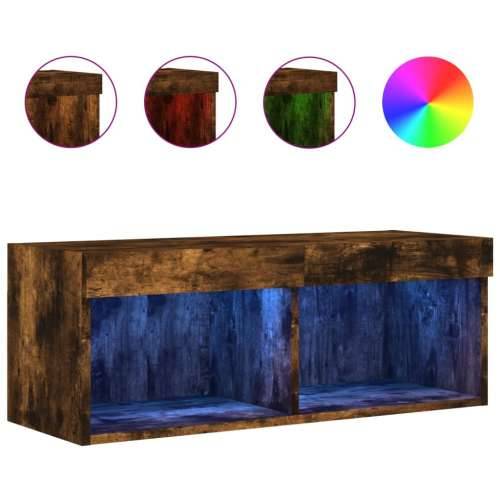 TV ormarić s LED svjetlima boja dimljenog hrasta 80x30x30 cm - Dimljeni hrast 1 80 cm Cijena