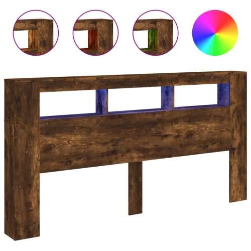 LED uzglavlje boja dimljenog hrasta 200x18,5x103,5 cm drveno - Dimljeni hrast 200 x 103.5 cm 1 Cijena