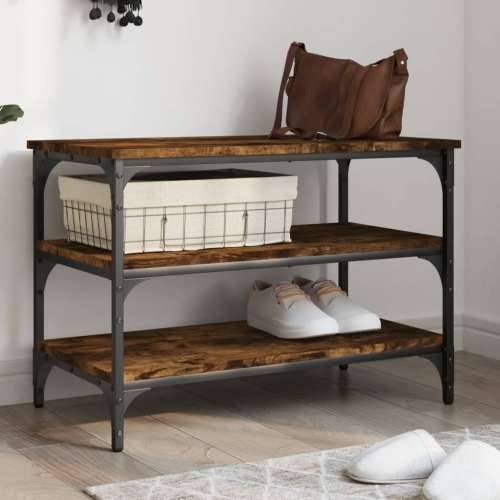 Klupa za cipele boja dimljenog hrasta 70x38,5x49 cm drvena - Dimljeni hrast 70 x 38.5 x 49 cm Cijena