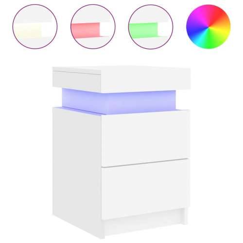 Noćni ormarići s LED svjetlima 2 kom bijeli 35 x 39 x 55 cm - Bijela 2 Cijena