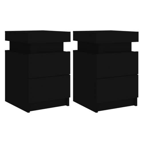 Noćni ormarići s LED svjetlima 2 kom crni 35x39x55 cm - Crna 2 Cijena