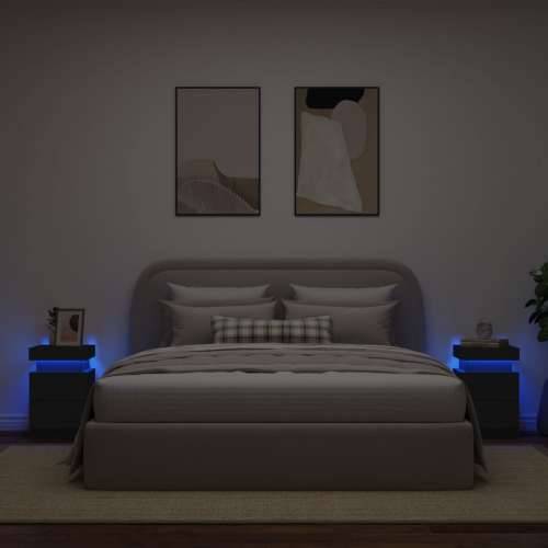 Noćni ormarići s LED svjetlima 2 kom crni 35x39x55 cm - Crna 2 Cijena