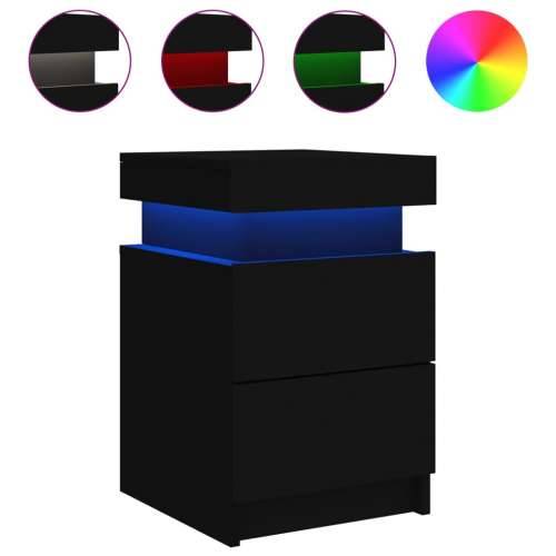 Noćni ormarići s LED svjetlima 2 kom crni 35x39x55 cm - Crna 2 Cijena