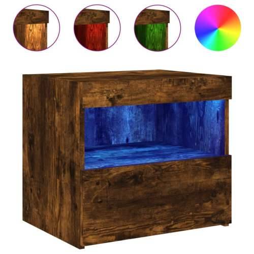 Noćni ormarić s LED svjetlima boja dimljenog hrasta 50x40x45 cm - Dimljeni hrast 1 Cijena