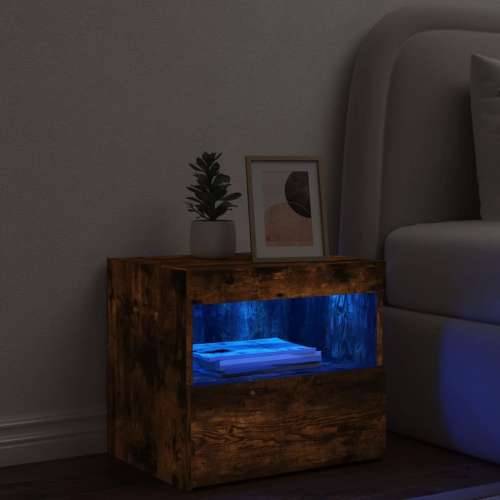 Noćni ormarić s LED svjetlima boja dimljenog hrasta 50x40x45 cm - Dimljeni hrast 1 Cijena