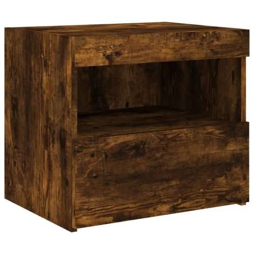 Noćni ormarić s LED svjetlima boja dimljenog hrasta 50x40x45 cm - Dimljeni hrast 1 Cijena