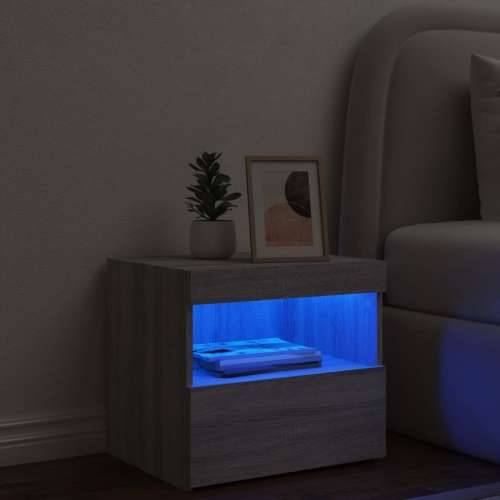 Noćni ormarić s LED svjetlima boja hrasta sonome 50x40x45 cm - Sivi hrast sonoma 1 Cijena
