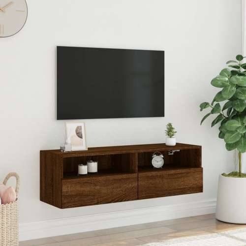 Zidni TV ormarić boja hrasta 100 x 30 x 30 cm konstruirano drvo - Smeđi hrast 1 100 cm Cijena