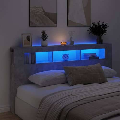 LED uzglavlje siva boja betona 200x18,5x103,5 cm - Beton siva 200 x 103.5 cm 1 Cijena