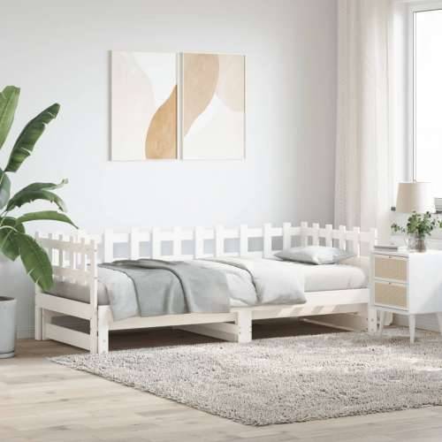 Dnevni ležaj na izvlačenje bijeli 2x(80x200)cm masivna borovina - Bijela 80 x 200 cm Cijena