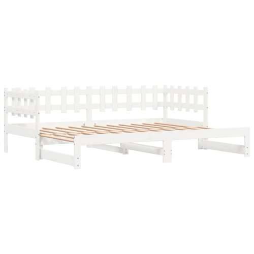 Dnevni ležaj na izvlačenje bijeli 2x(80x200)cm masivna borovina - Bijela 80 x 200 cm Cijena