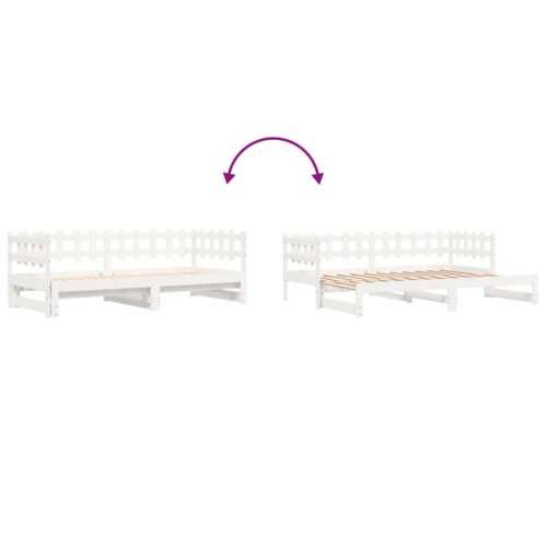 Dnevni ležaj na izvlačenje bijeli 2x(80x200)cm masivna borovina - Bijela 80 x 200 cm Cijena