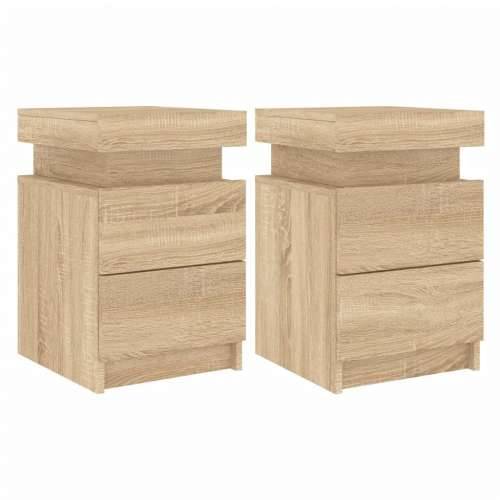 Noćni ormarići s LED svjetlima 2 kom boja hrasta 35x39x55 cm - sonoma hrast 2 Cijena
