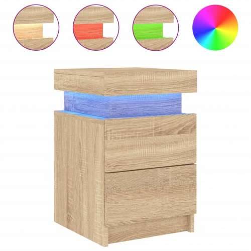 Noćni ormarići s LED svjetlima 2 kom boja hrasta 35x39x55 cm - sonoma hrast 2 Cijena
