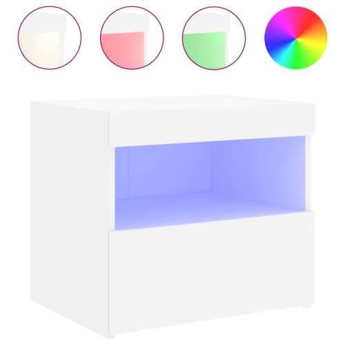 Noćni ormarić s LED svjetlima bijeli 50 x 40 x 45 cm - Bijela 1 Cijena