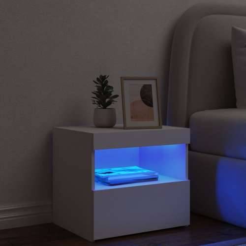 Noćni ormarić s LED svjetlima bijeli 50 x 40 x 45 cm - Bijela 1 Cijena