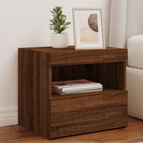 Noćni ormarić s LED svjetlima boja smeđeg hrasta 50x40x45 cm - Smeđi hrast 1 Cijena