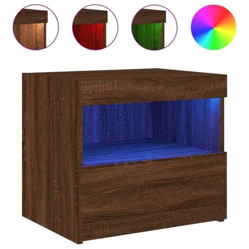 Noćni ormarić s LED svjetlima boja smeđeg hrasta 50x40x45 cm - Smeđi hrast 1 Cijena