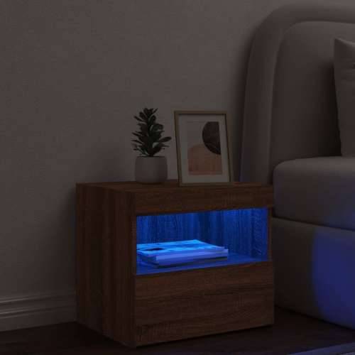 Noćni ormarić s LED svjetlima boja smeđeg hrasta 50x40x45 cm - Smeđi hrast 1 Cijena