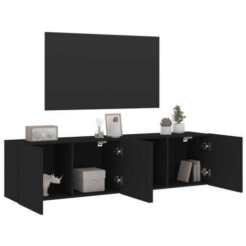Zidni TV ormarići 2 kom crni 80x30x41 cm - Crna 2 80 cm Cijena