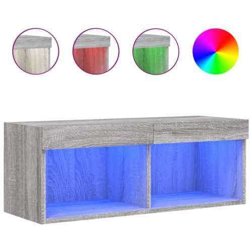 TV ormarić s LED svjetlima boja hrasta 80x30x30 cm - Sivi hrast sonoma 1 80 cm Cijena