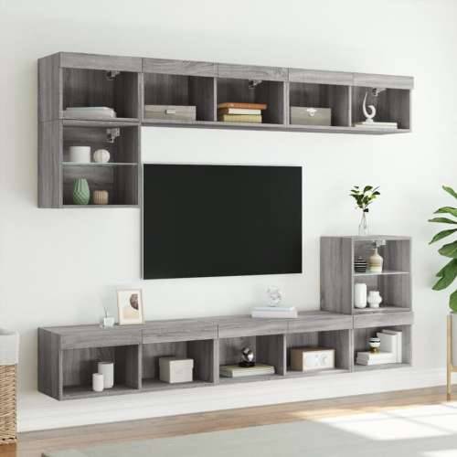 TV ormarić s LED svjetlima boja hrasta 80x30x30 cm - Sivi hrast sonoma 1 80 cm Cijena