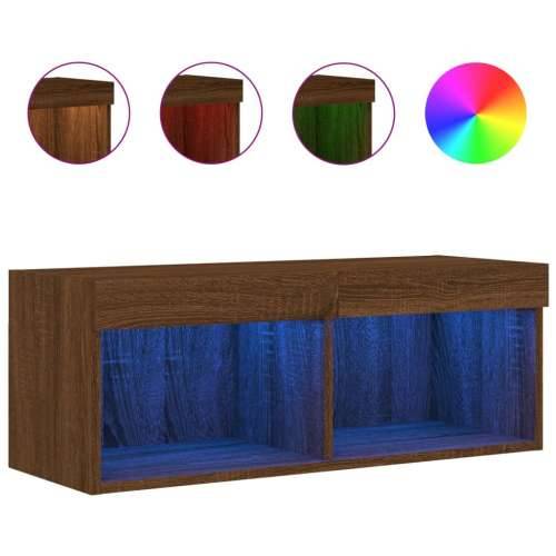 TV ormarić s LED svjetlima boja smeđeg hrasta 80x30x30 cm - Smeđi hrast 1 80 cm Cijena