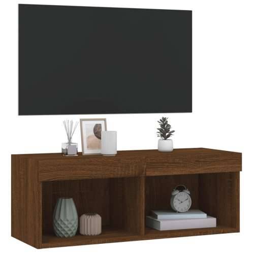 TV ormarić s LED svjetlima boja smeđeg hrasta 80x30x30 cm - Smeđi hrast 1 80 cm Cijena