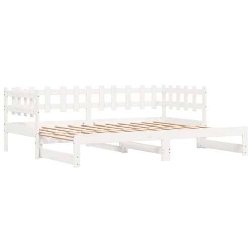 Dnevni ležaj na izvlačenje bijeli 2x(90x200)cm masivna borovina - Bijela 90 x 200 cm Cijena
