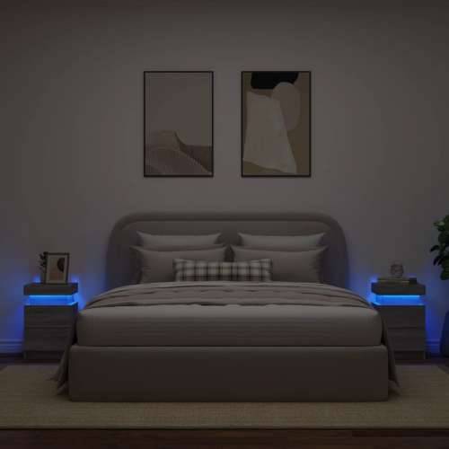 Noćni ormarići s LED svjetlima 2 kom boja hrasta 35x39x55 cm - Sivi hrast sonoma 2 Cijena