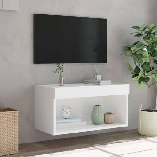 TV ormarić s LED svjetlima bijeli 60 x 30 x 30 cm - Bijela 1 60 cm Cijena