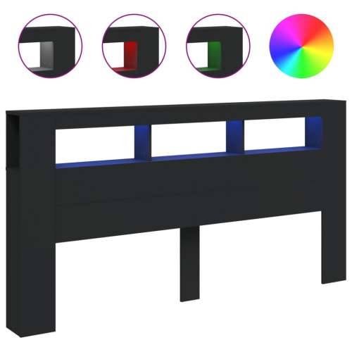 LED uzglavlje crno 200x18,5x103,5 cm konstruirano drvo - Crna 200 x 103.5 cm 1 Cijena