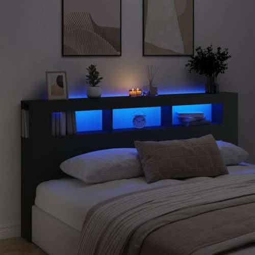 LED uzglavlje crno 200x18,5x103,5 cm konstruirano drvo - Crna 200 x 103.5 cm 1 Cijena