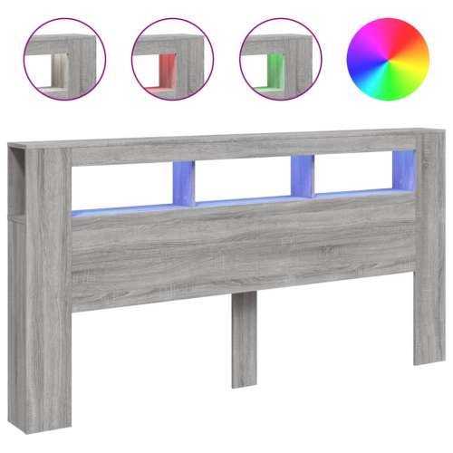 LED uzglavlje boja hrasta 200x18,5x103,5 cm konstruirano drvo - Sivi hrast sonoma 200 x 103.5 cm 1 Cijena