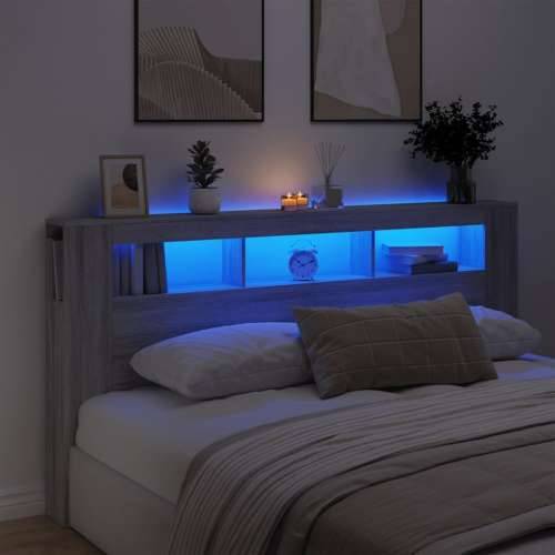 LED uzglavlje boja hrasta 200x18,5x103,5 cm konstruirano drvo - Sivi hrast sonoma 200 x 103.5 cm 1 Cijena
