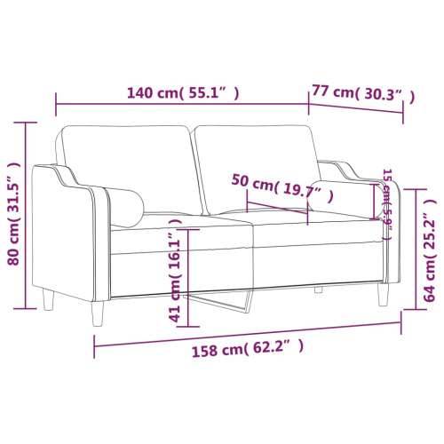 Dvosjed s ukrasnim jastucima svjetlosivi 140 cm od tkanine - Svjetlosiva 140 cm Cijena