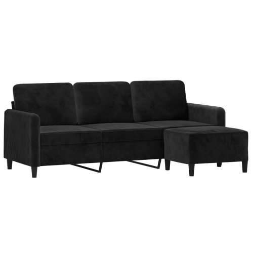 Trosjed s tabureom crni 180 cm baršunasti - Crna Cijena