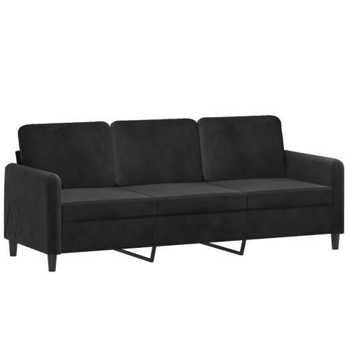 Trosjed s tabureom crni 180 cm baršunasti - Crna Cijena
