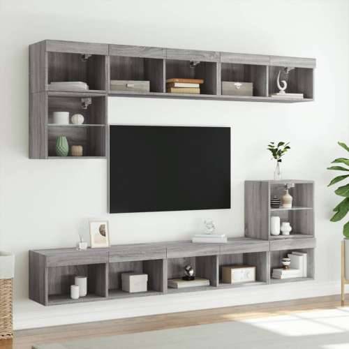 TV ormarići s LED svjetlima 2 kom boja hrasta 80x30x30 cm - Sivi hrast sonoma 2 80 cm Cijena