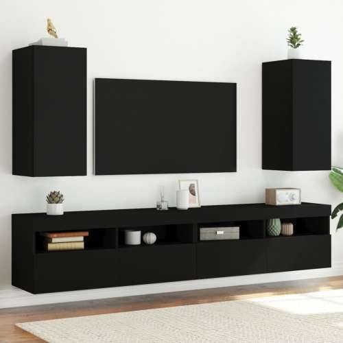 Zidni TV ormarići s LED svjetlima 2 kom crni 30,5 x 35 x 70 cm