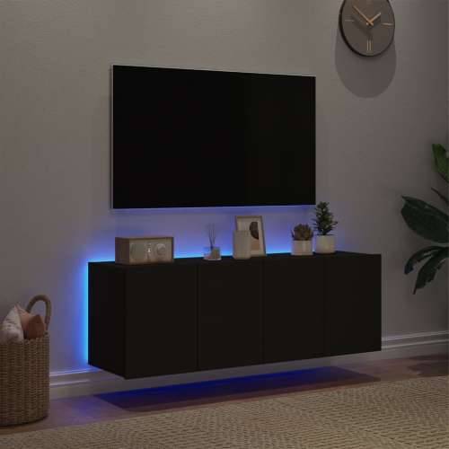 Zidni TV ormarići s LED svjetlima 2 kom crni 60 x 35 x 41 cm Cijena