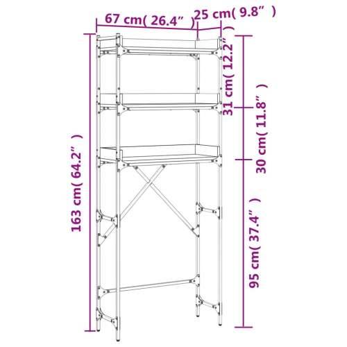 Polica za perilicu rublja boja hrasta 67x25x163 cm drvena - sonoma hrast 1 Cijena