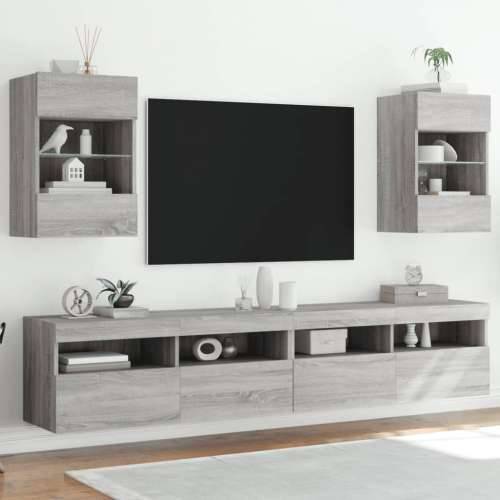 Zidni TV ormarići LED 2 kom siva boja hrasta 40 x 30 x 60,5 cm Cijena