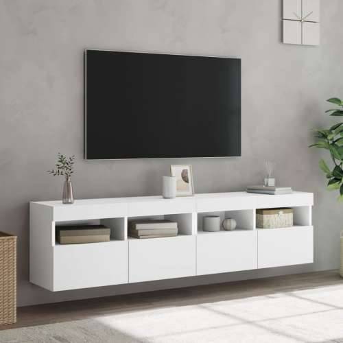 Zidni TV ormarići s LED svjetlima 2 kom bijeli 80 x 30 x 40 cm - Bijela 2 80 cm Cijena