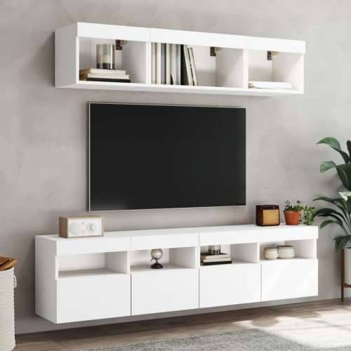 Zidni TV ormarići s LED svjetlima 2 kom bijeli 80 x 30 x 40 cm - Bijela 2 80 cm Cijena