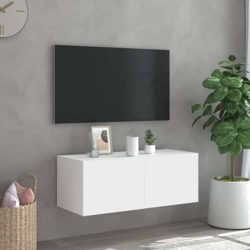 Zidni TV ormarić s LED svjetlima bijeli 80x35x31 cm - Bijela 80 x 35 x 31 cm 1 Cijena
