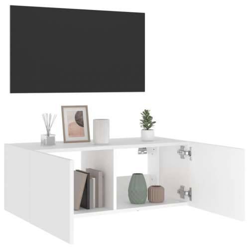 Zidni TV ormarić s LED svjetlima bijeli 80x35x31 cm - Bijela 80 x 35 x 31 cm 1 Cijena