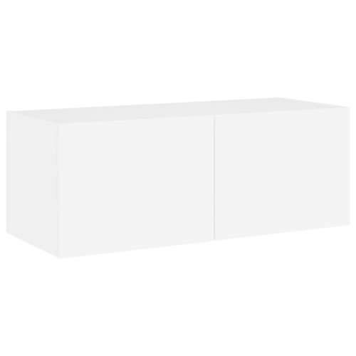 Zidni TV ormarić s LED svjetlima bijeli 80x35x31 cm - Bijela 80 x 35 x 31 cm 1 Cijena