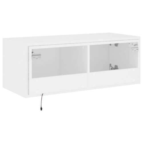 Zidni TV ormarić s LED svjetlima bijeli 80x35x31 cm - Bijela 80 x 35 x 31 cm 1 Cijena